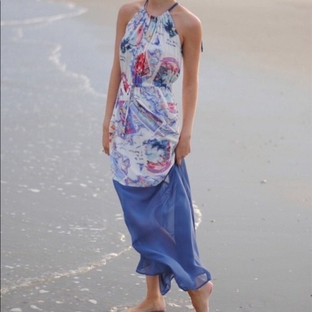 Peter Som for desigNation Postcard Maxi Dress Sleeveless Halter Neck Cover Up